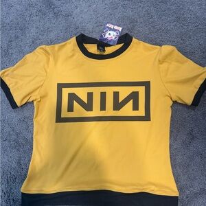 Yellow Graphic Women's Tee with Black Accents NIN